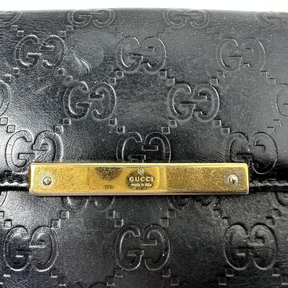 GUCCI Made In Italy Unisex Black Metallic Guccissima Compact Wallet - Picture 1 of 15
